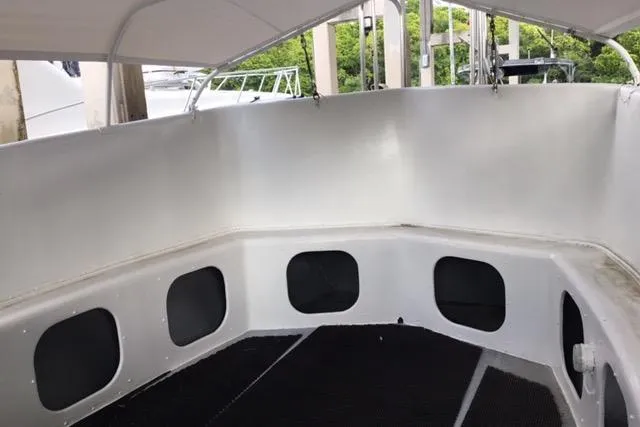 Slide: The Image of Interior view of a 1979 Willard Marine 50 Utility Launch boat. - 8