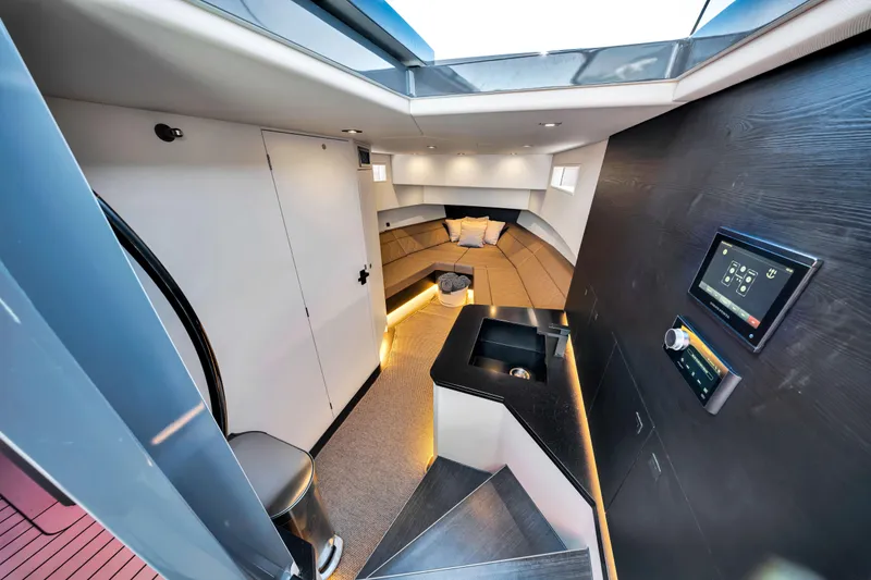Slide: The Image of Luxurious interior of 2021 Vanquish Yachts 45, featuring modern design and comfortable seating. - 31