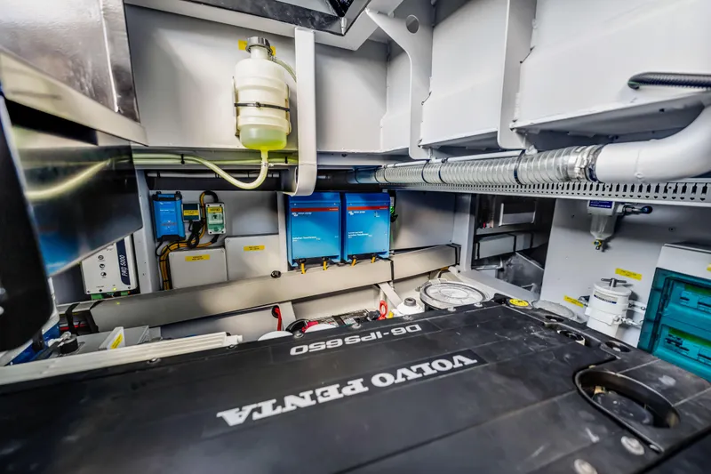 Slide: The Image of Engine room of 2021 Vanquish Yachts 45 with Volvo Penta engine and advanced equipment. - 57