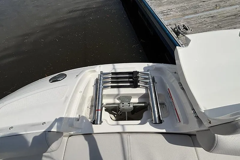 Slide: The Image of 2024 Sea Ray SDX 250 Outboard boat ladder and deck detail by the water. - 25