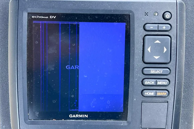 Slide: The Image of Garmin echomap DV screen on 2008 Scout 222 Dorado boat, displaying loading screen. - 28