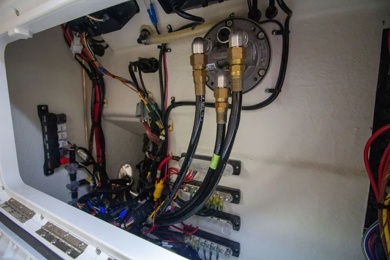 Slide: The Image of Interior wiring of a 2022 Parker 2520 XLD Sport Cabin boat. - 37
