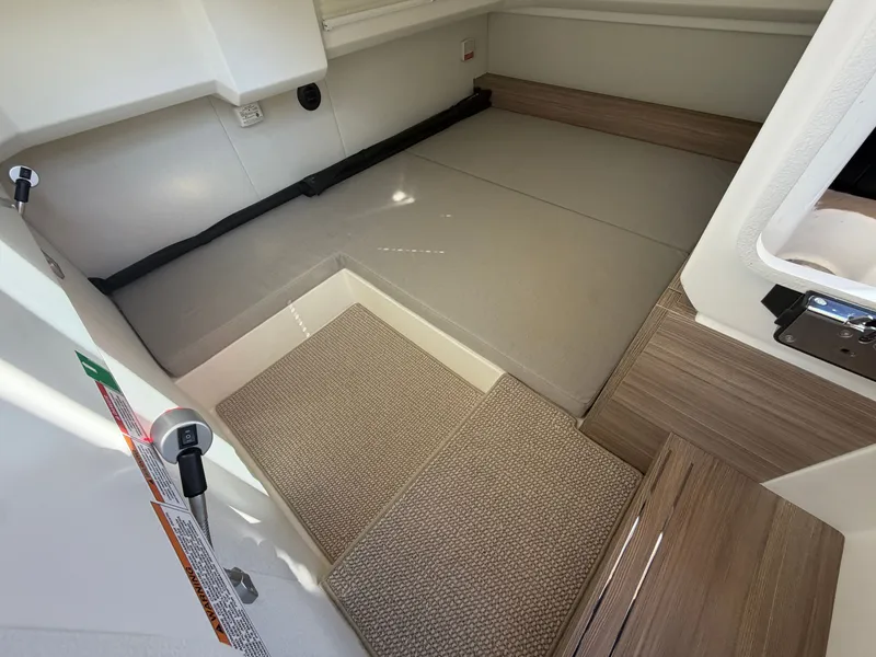 Slide: The Image of Interior of the 2027 Saxdor 400 GTC with modern design and wood accents. - 48