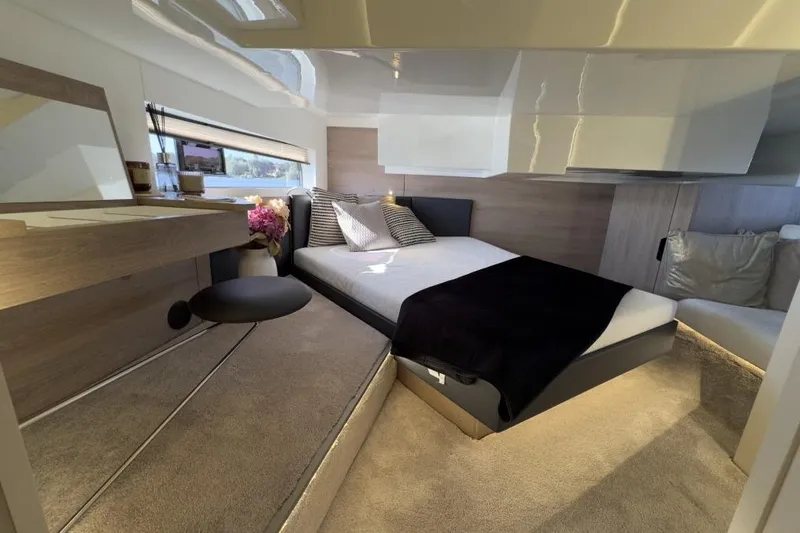 Slide: The Image of Luxurious interior of 2026 Cobra Yachts Campione 41 Coupe, featuring a cozy bedroom. - 15