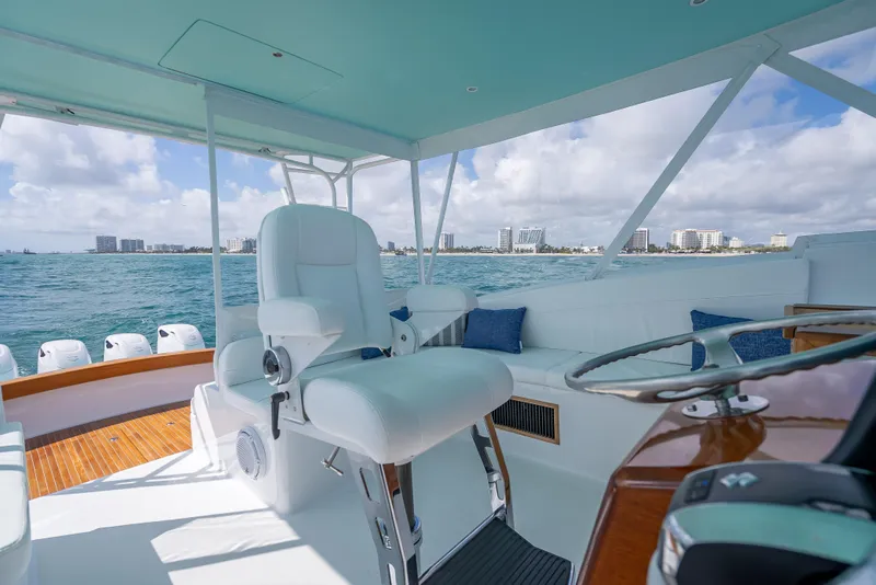 Slide: The Image of Luxurious 2025 Custom Margaritavich yacht interior with ocean view and modern seating. - 15