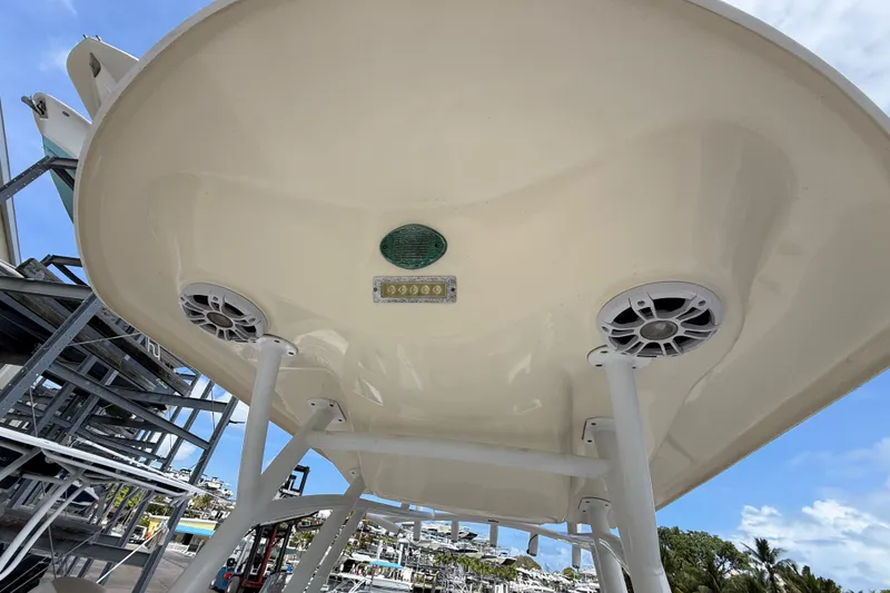 Slide: The Image of Underside view of 2016 Sea Fox 226 Commander boat with speakers and light. - 33
