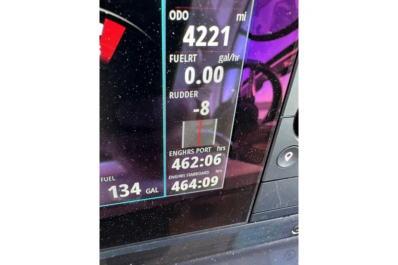 Slide: The Image of Dashboard of 2019 Formula 37 Performance Cruiser showing odometer and fuel data. - 31