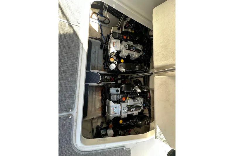 Slide: The Image of Engine compartment of a 2019 Formula 37 Performance Cruiser, showcasing dual engines. - 32