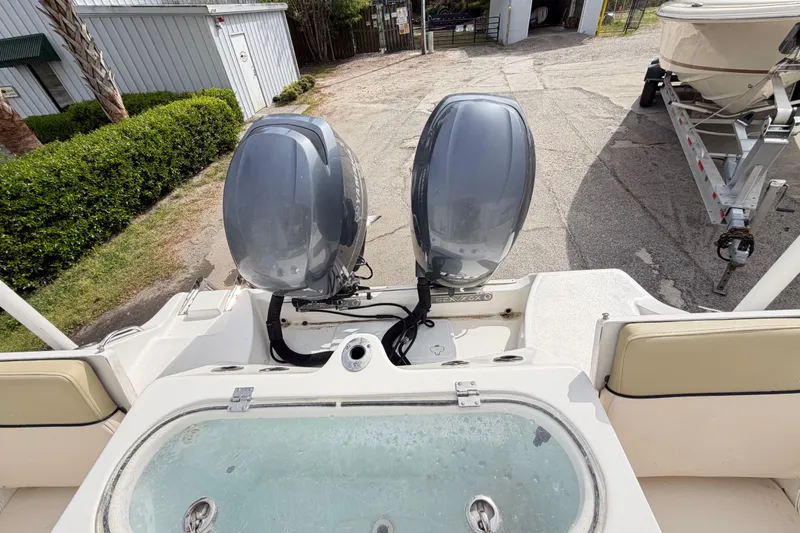 Slide: The Image of 2015 Sea Fox 266 Commander boat with dual outboard motors and livewell. - 43