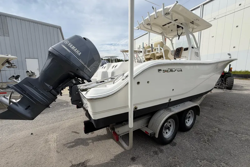 Slide: The Image of 2015 Sea Fox 266 Commander boat on trailer with Yamaha outboard motor. - 7