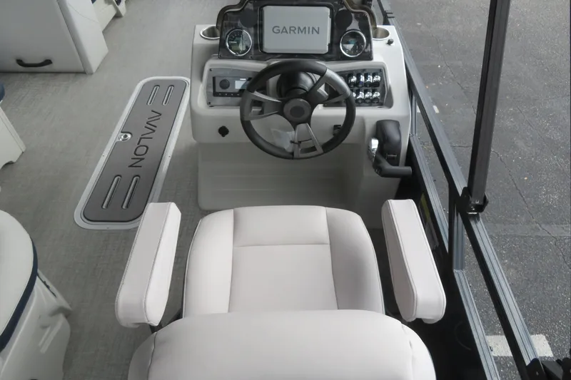 Slide: The Image of Interior of Avalon Venture 85 Rear Fish 2026 with helm console. - 32