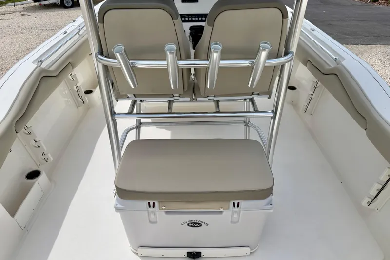Slide: The Image of 2021 Key West 263 FS boat interior with seating and rod holders. - 20