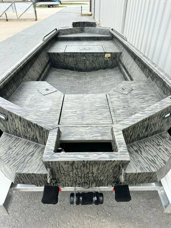 Slide: The Image of Reaper Boats 15FT 2026, gray camouflage pattern, interior view. - 5