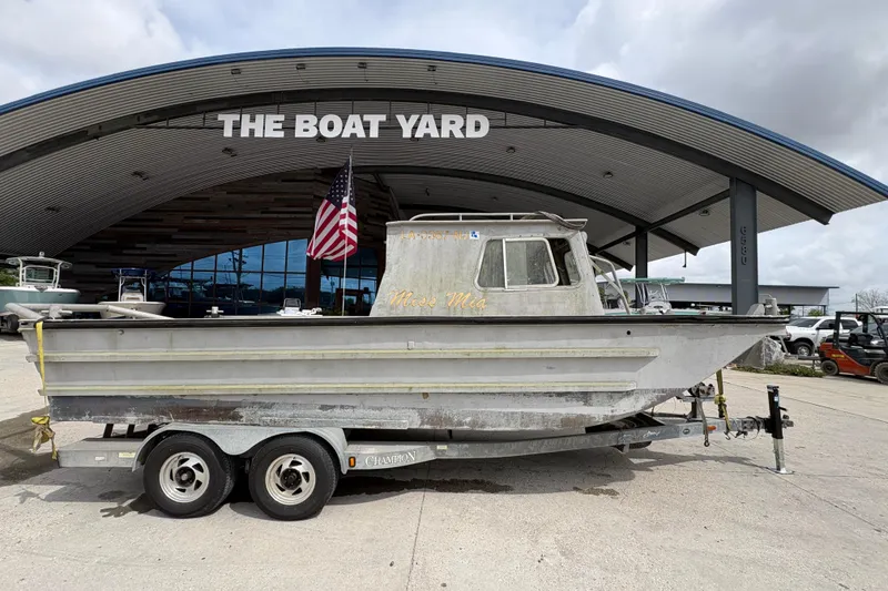 Slide: The Image of Custom 1972 23' work/push boat on trailer at The Boat Yard. - 3