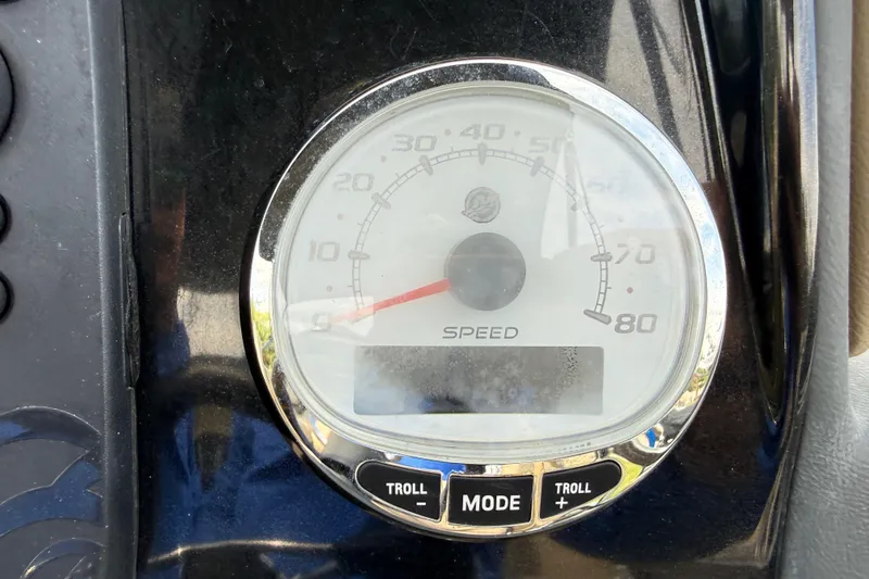 Slide: The Image of Speedometer of 2023 Regency 230 DL3 boat, showing speed in miles per hour. - 41