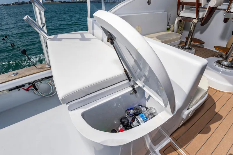 Slide: The Image of Open cooler compartment on a 1999 Custom Lohr 43 Express yacht. - 22