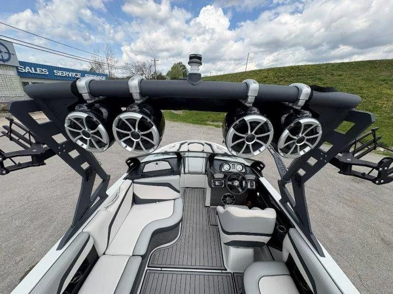 Slide: The Image of Interior view of a 2017 Axis T23 boat with speakers. - 33