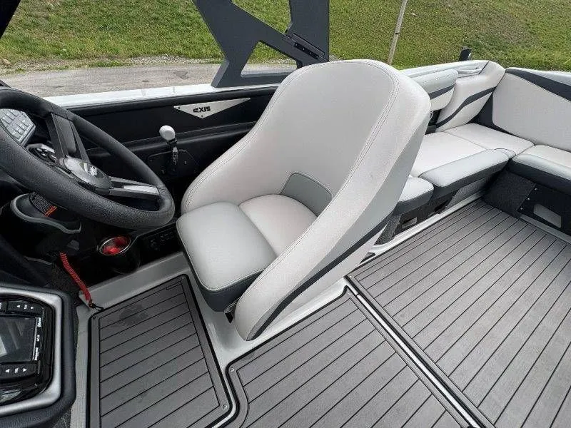 Slide: The Image of Interior of a 2017 Axis T23 boat with gray seating. - 36
