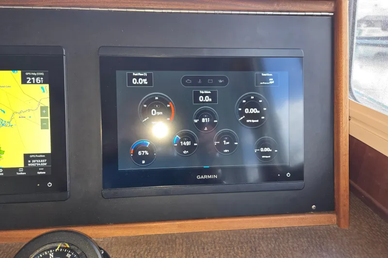 Slide: The Image of Garmin navigation display on 2009 American Tug 34 Rare Flybridge Model. - 36