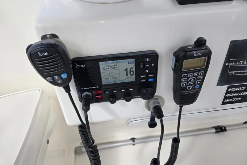 Slide: The Image of ICOM marine radio equipment on 2009 American Tug 34 Rare Flybridge Model. - 72