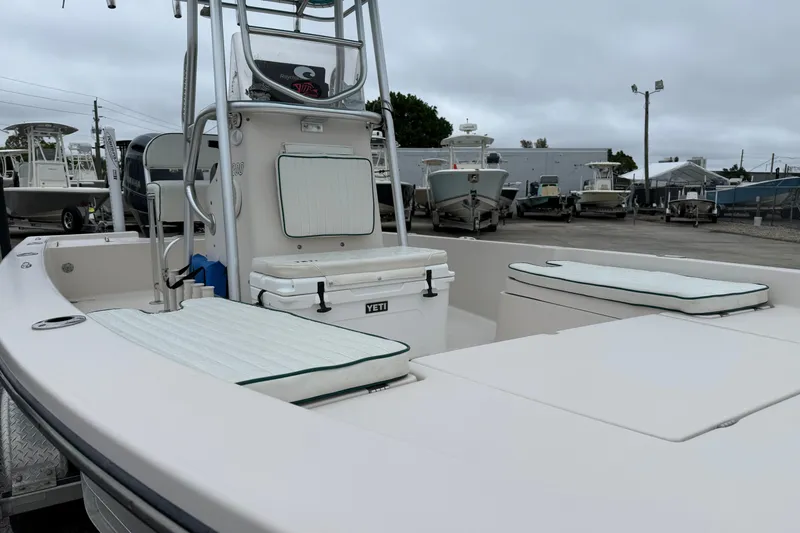 Slide: The Image of 2006 Pathfinder 2200 Tournament Edition boat with seating and Yeti cooler on deck. - 5