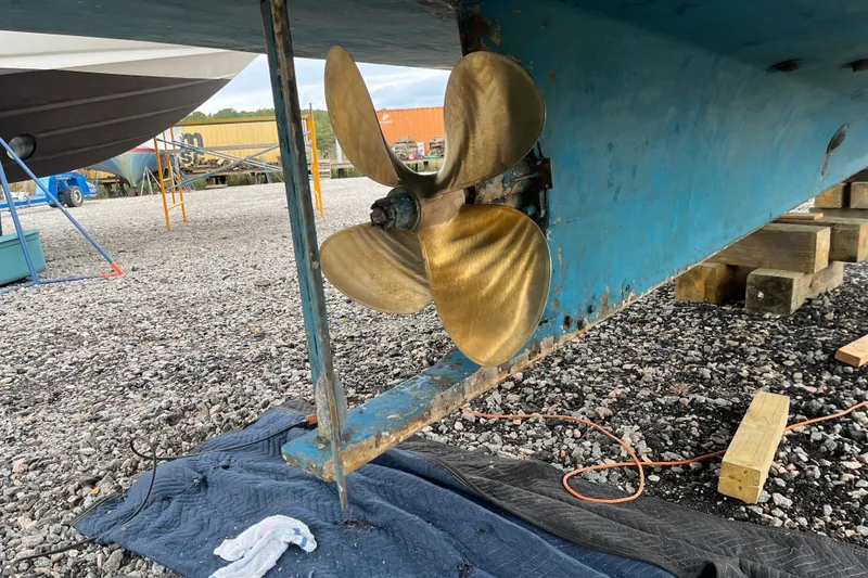 Slide: The Image of Propeller of a 2000 Provincial 42 Pleasure Boat on dry dock. - 64
