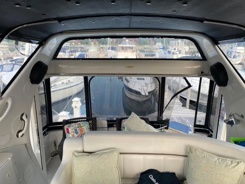 Slide: The Image of Interior view of 2000 Carver 396 Motor Yacht at marina. - 21