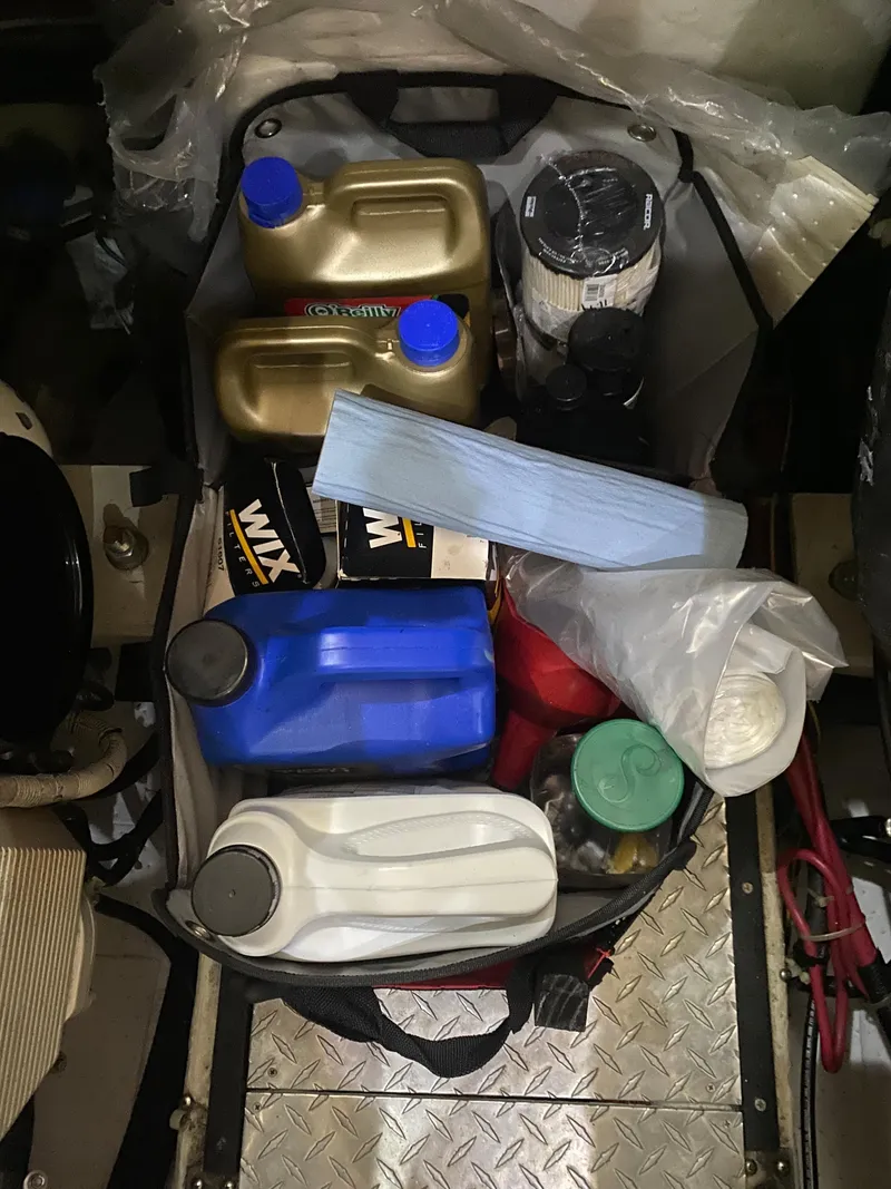 Slide: The Image of Boat maintenance supplies in a Carver 396 Motor Yacht, 2000 model. - 44