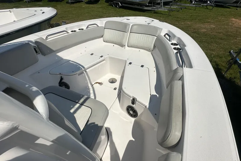 Slide: The Image of 2023 Sea Fox 228 Commander boat interior with seating and storage compartments. - 7