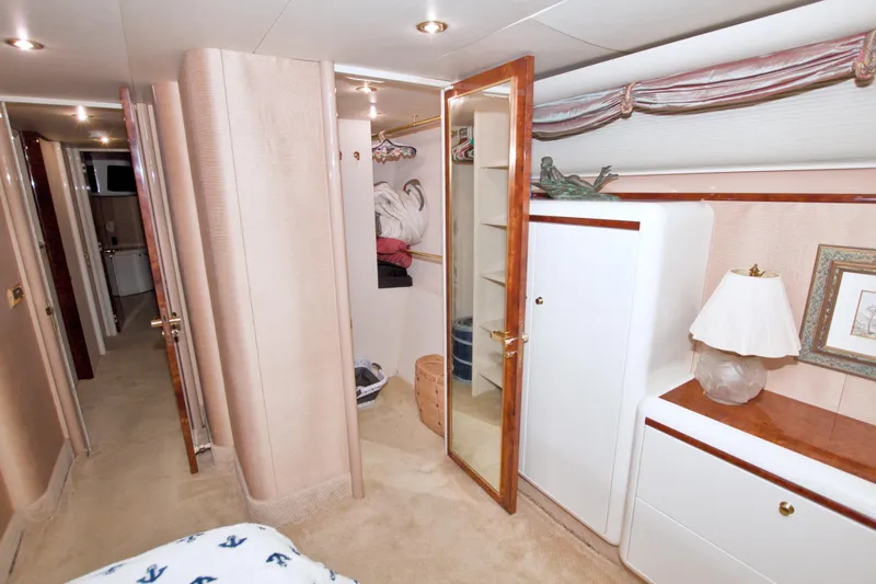 Slide: The Image of Luxurious interior of 1998 Lazzara 76 Skylounge Grand Salon yacht with elegant furnishings. - 29