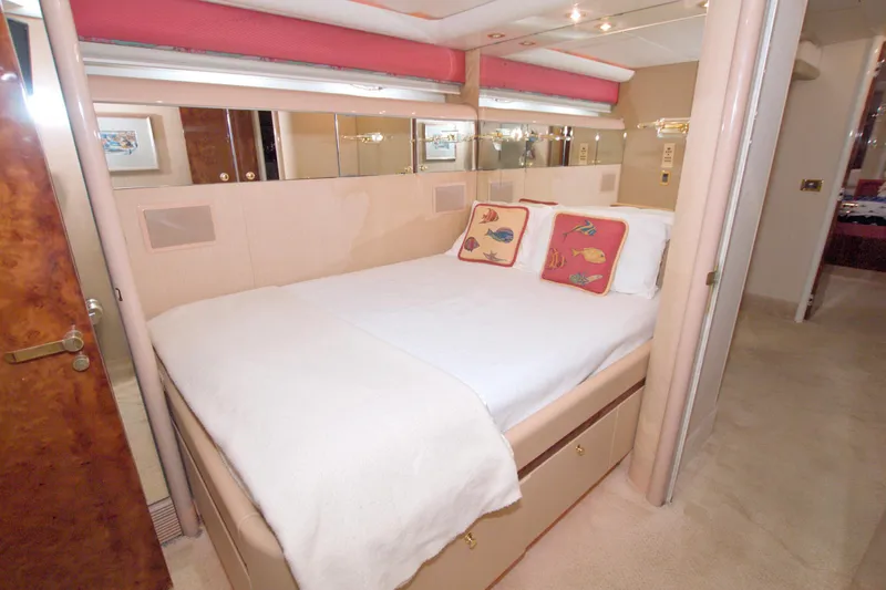 Slide: The Image of Luxurious bedroom interior of 1998 Lazzara 76 Skylounge Grand Salon yacht. - 40
