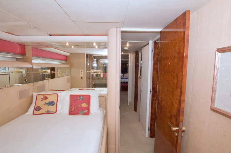 Slide: The Image of Luxurious bedroom interior of 1998 Lazzara 76 Skylounge Grand Salon yacht. - 44