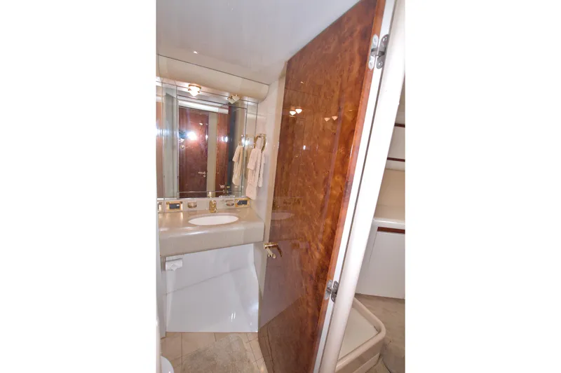 Slide: The Image of Luxurious bathroom interior of 1998 Lazzara 76 Skylounge Grand Salon yacht. - 91