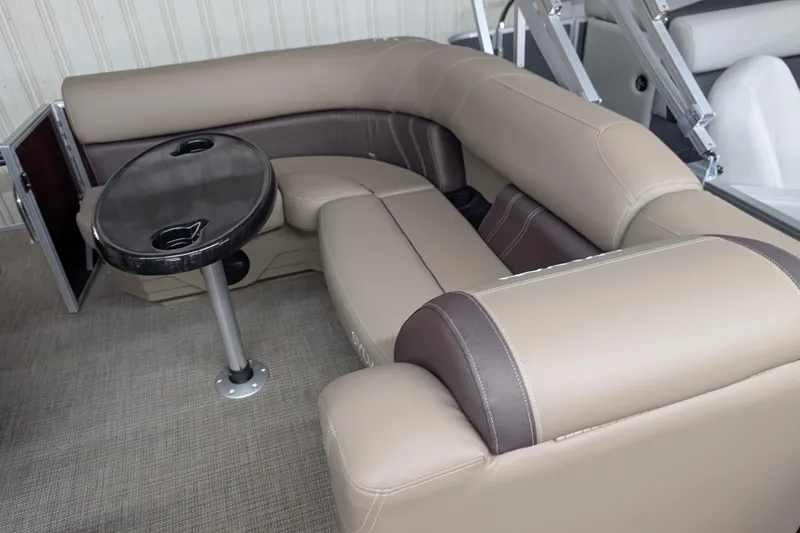 Slide: The Image of Luxurious seating area in 2026 Sylvan Mirage 818 Cruise pontoon boat. - 5
