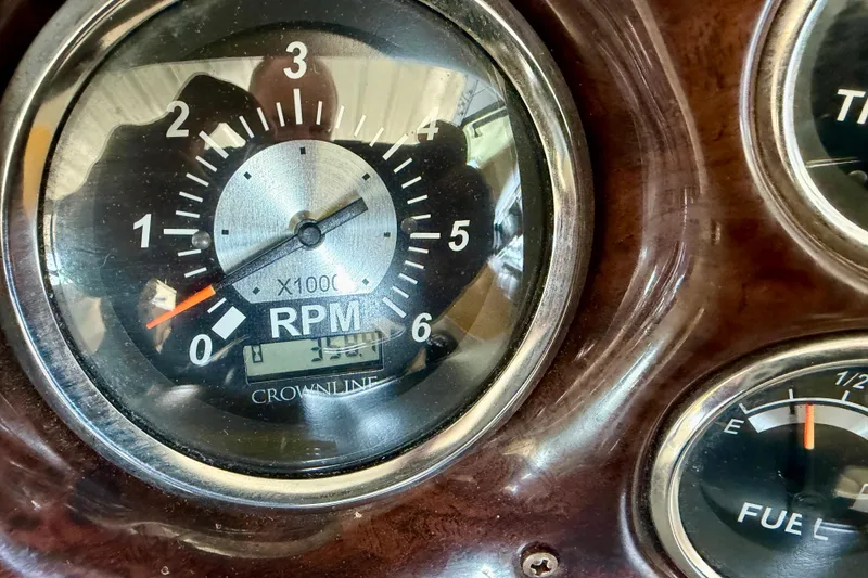 Slide: The Image of Close-up of 2006 Crownline 266 BR RPM gauge on boat dashboard. - 14