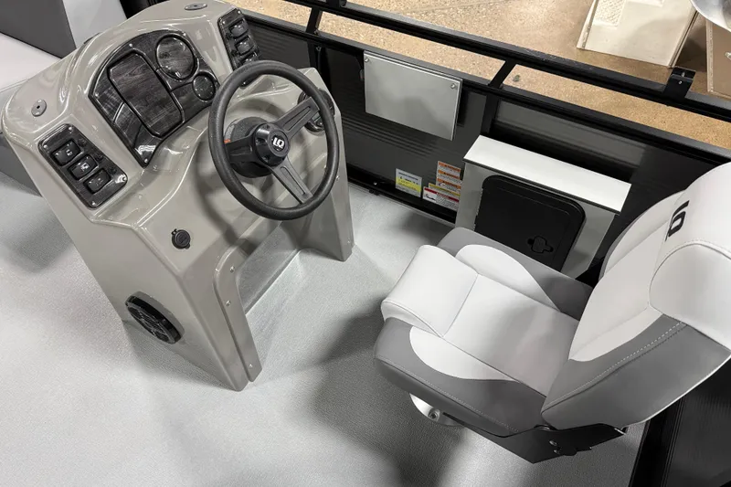 Slide: The Image of Captain's seat and helm of 2026 Angler Quest 7515 Leisure Quest Cruise boat. - 5