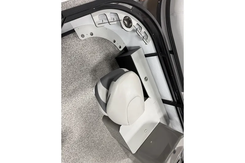 Slide: The Image of Interior view of 2026 Angler Quest 816 Panfish boat with seating and control panel. - 3