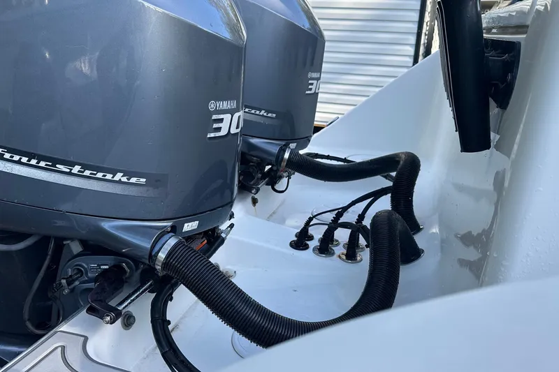 Slide: The Image of Twin Yamaha 300 outboard engines on a 2017 Cape Horn 32 T boat. - 13