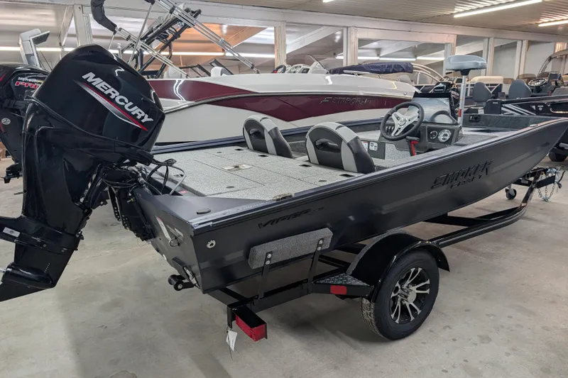 The Image of 2026 Smoker Craft Viper XR 165 boat with Mercury engine in showroom. - 0