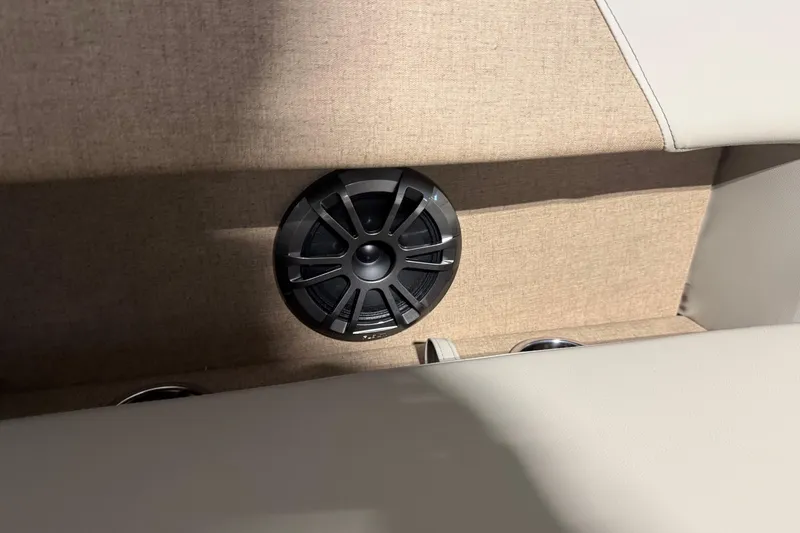 Slide: The Image of Speaker installed in the interior of a 2026 Manitou 23 AURORA RF VPII 575 boat. - 14