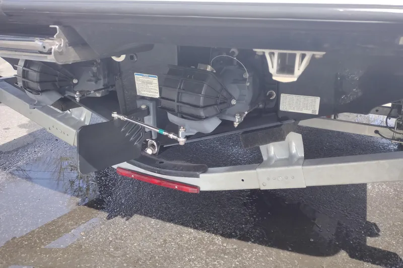 Slide: The Image of 2023 Yamaha AR250 boat rear view showing dual jet propulsion system. - 8