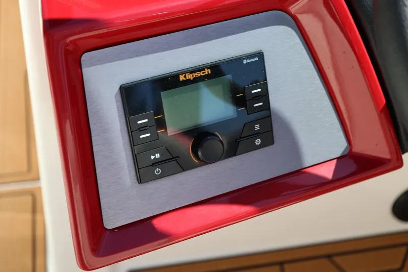 Slide: The Image of Klipsch audio control panel on 2021 MasterCraft NXT24 boat dashboard. - 41
