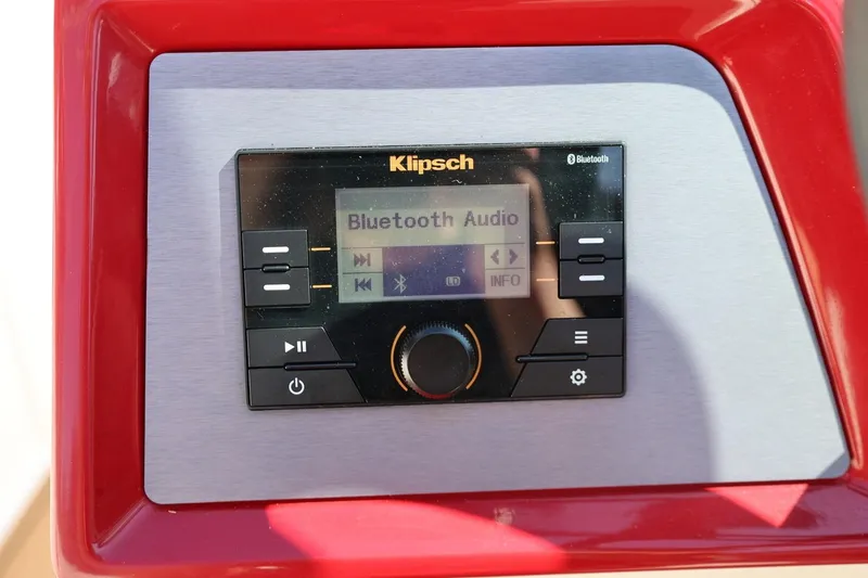 Slide: The Image of Klipsch Bluetooth audio system in 2021 MasterCraft NXT24 boat dashboard. - 48