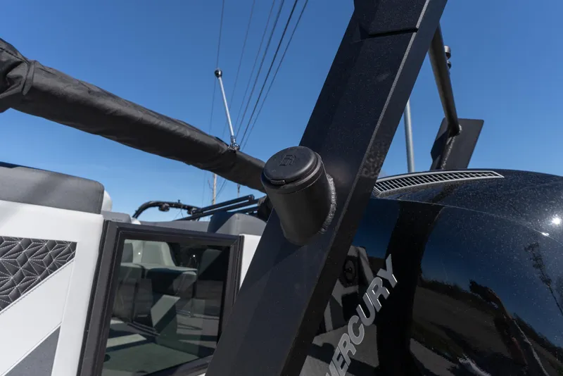 Slide: The Image of 2026 Alera M23Q boat detail with Mercury engine, showcasing sleek design elements. - 19