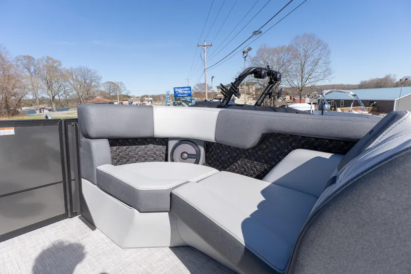 Slide: The Image of Luxurious seating on 2026 Alera M23 boat, featuring modern design and comfortable upholstery. - 4