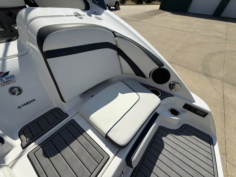 Slide: The Image of Yamaha Boats 2018 242 Limited S, seating area with speaker and cup holders. - 33