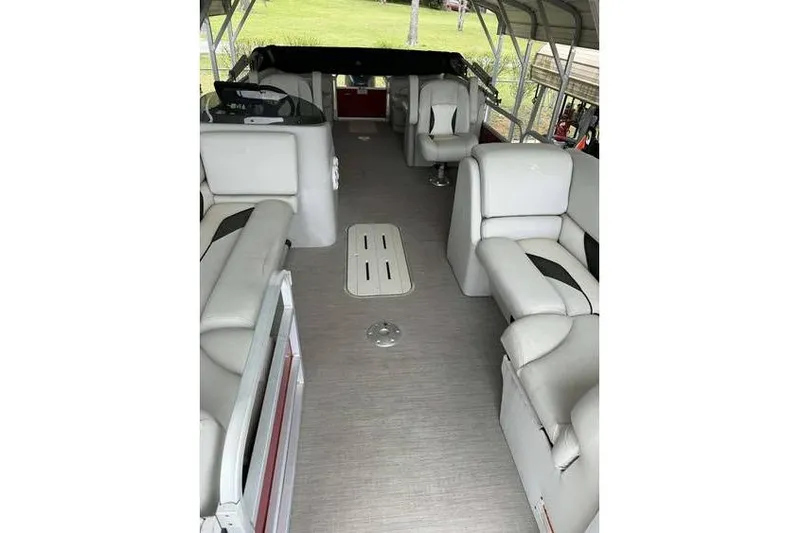 Slide: The Image of 2016 G3 Angler V145 boat interior with spacious seating and modern design. - 6