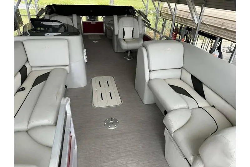 Slide: The Image of Interior of 2016 G3 Angler V145 boat with spacious seating and modern design. - 9