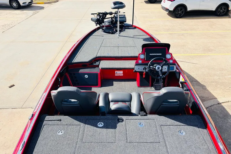 Slide: The Image of 2020 Nitro Z21 Pro fishing boat interior with steering console and seating. - 10