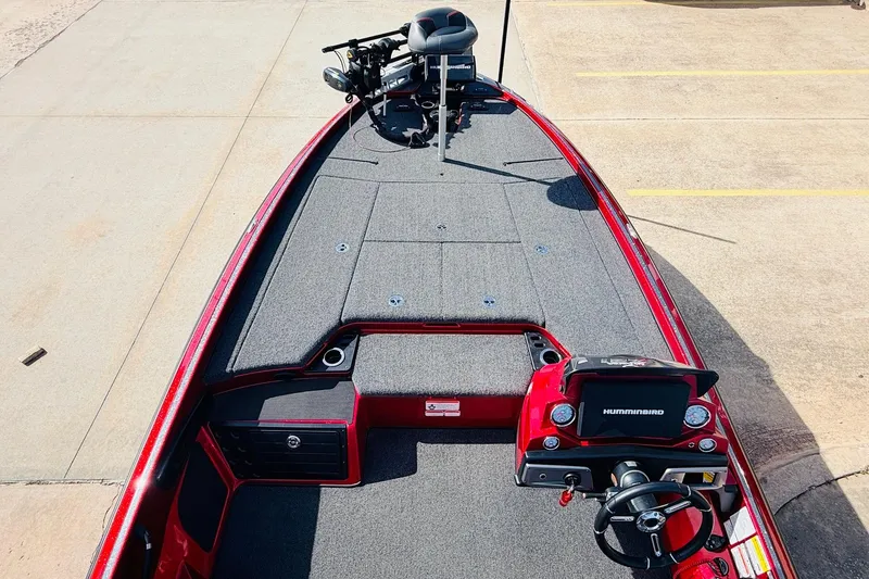Slide: The Image of 2020 Nitro Z21 Pro boat interior with steering console and fishing deck. - 12